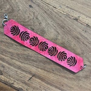 Hand Crafted Laser Cut Rose & Hand Painted Leather Bracelet